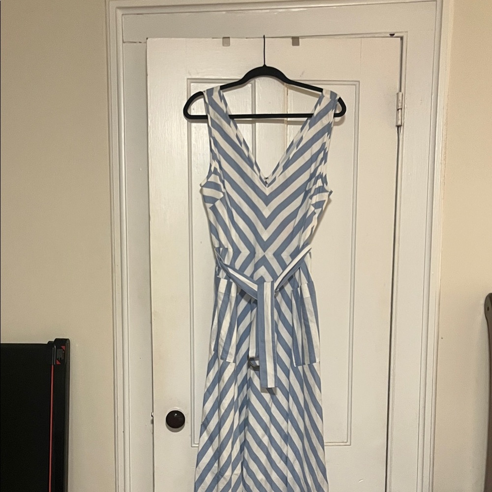Kate Spade Chevron Blue and White Midi Dress